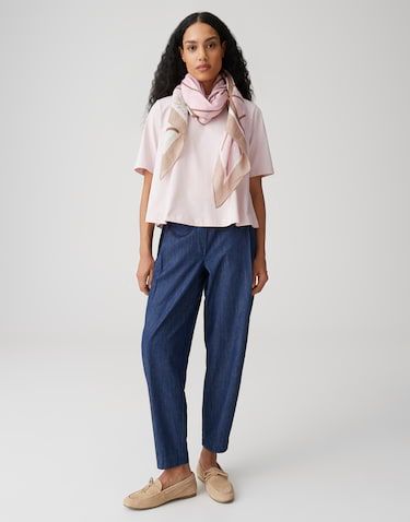 Opus Bedrukte sjaal van een delicate mix van viscose en linnen Roze