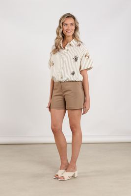 Nukus Leia Blouse Stripe Paillet Beige