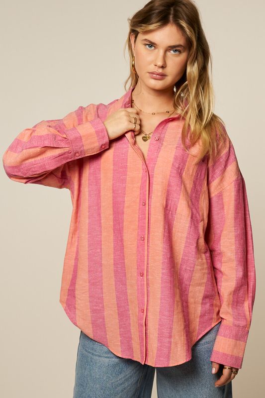My Jewellery Roze oversized gestreepte blouse