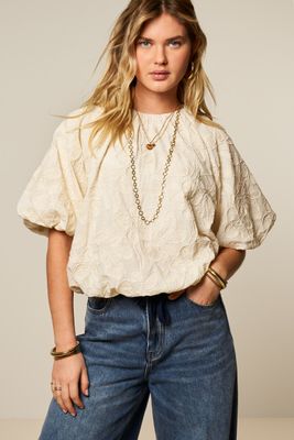 My Jewellery Beige ballon top met embroidery