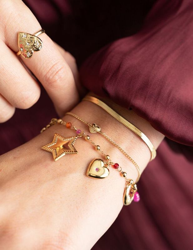 My Jewellery Armband met hartjes planeet goud