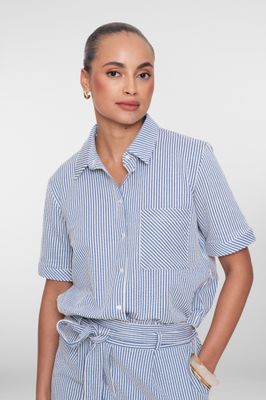 Geisha gestreepte blouse Blauw