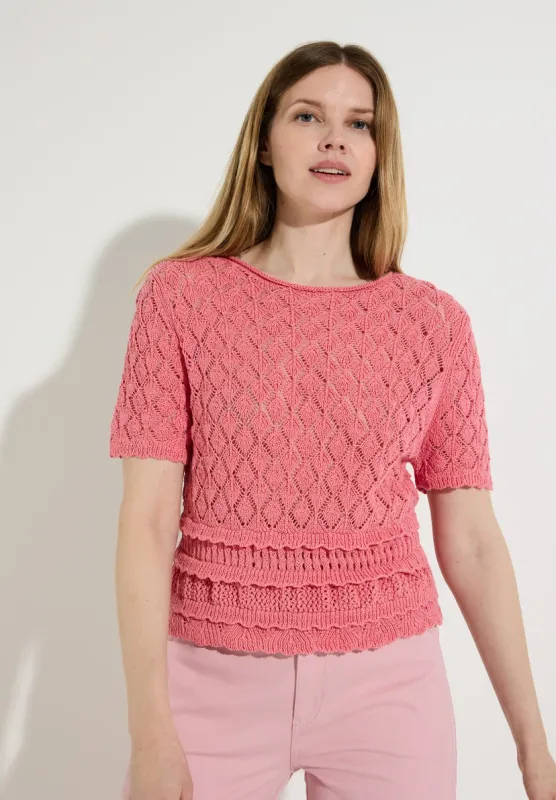 More & More Ajour Pullover roze