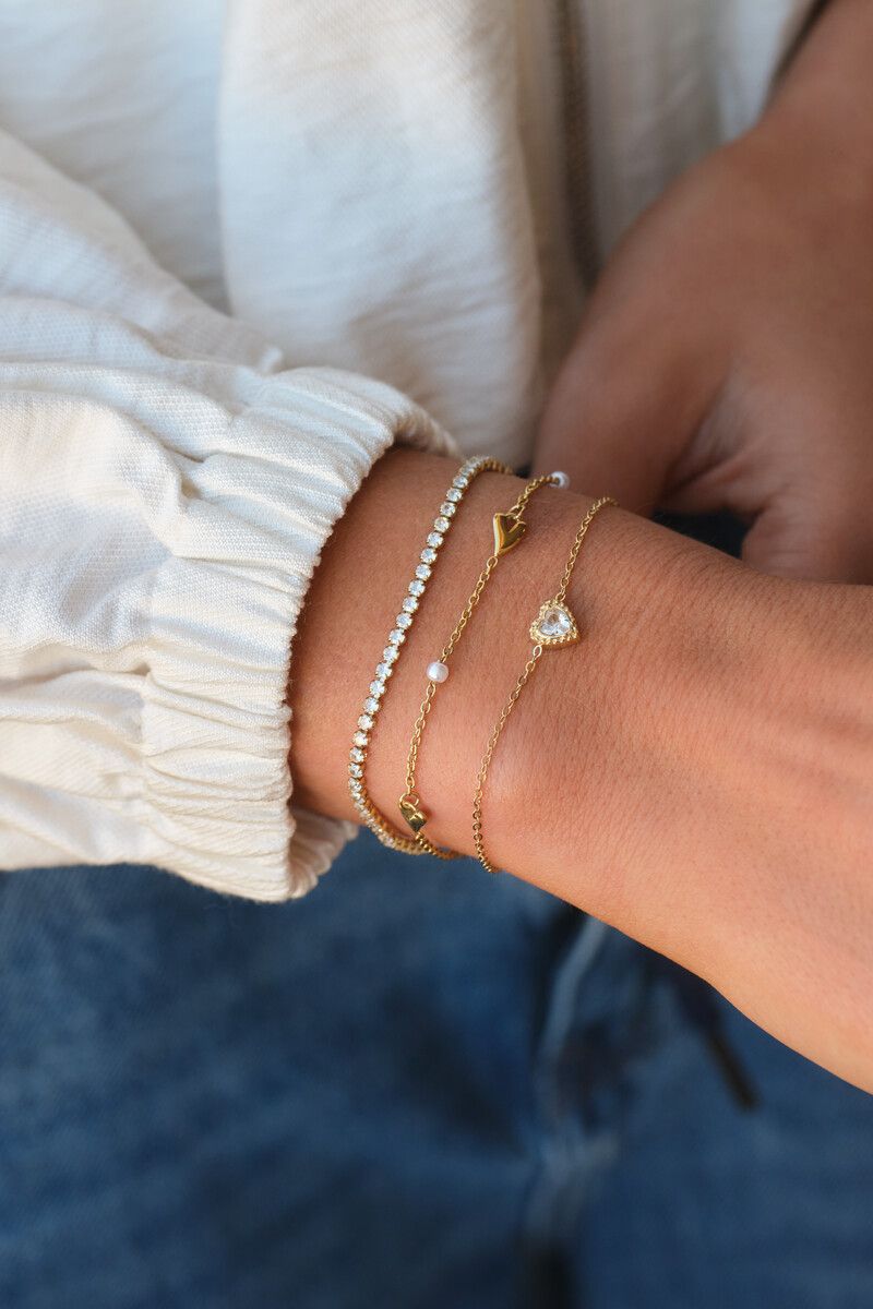 My Jewellery Bracelet hearts &amp; pearls Goud