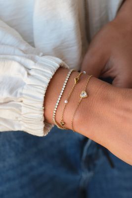 My Jewellery Bracelet hearts &amp; pearls Goud