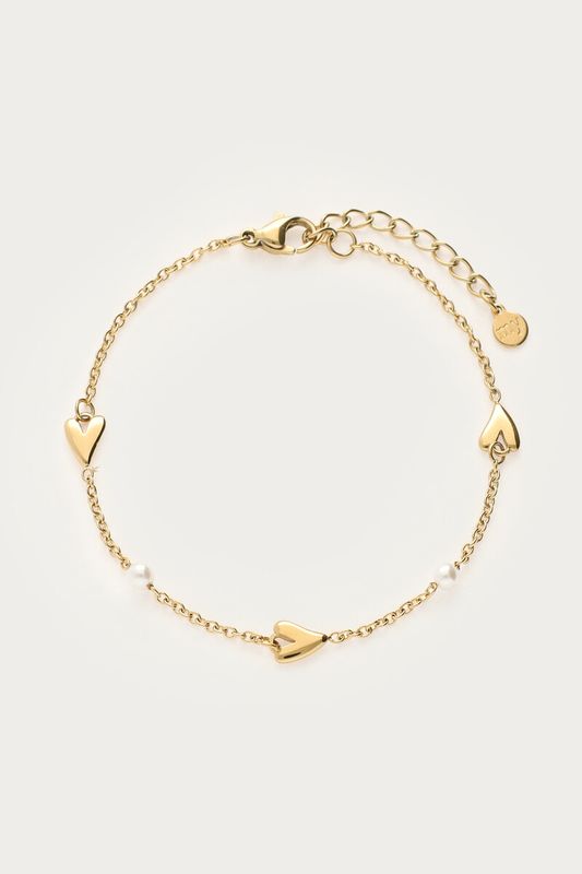 My Jewellery Bracelet hearts &amp; pearls Goud