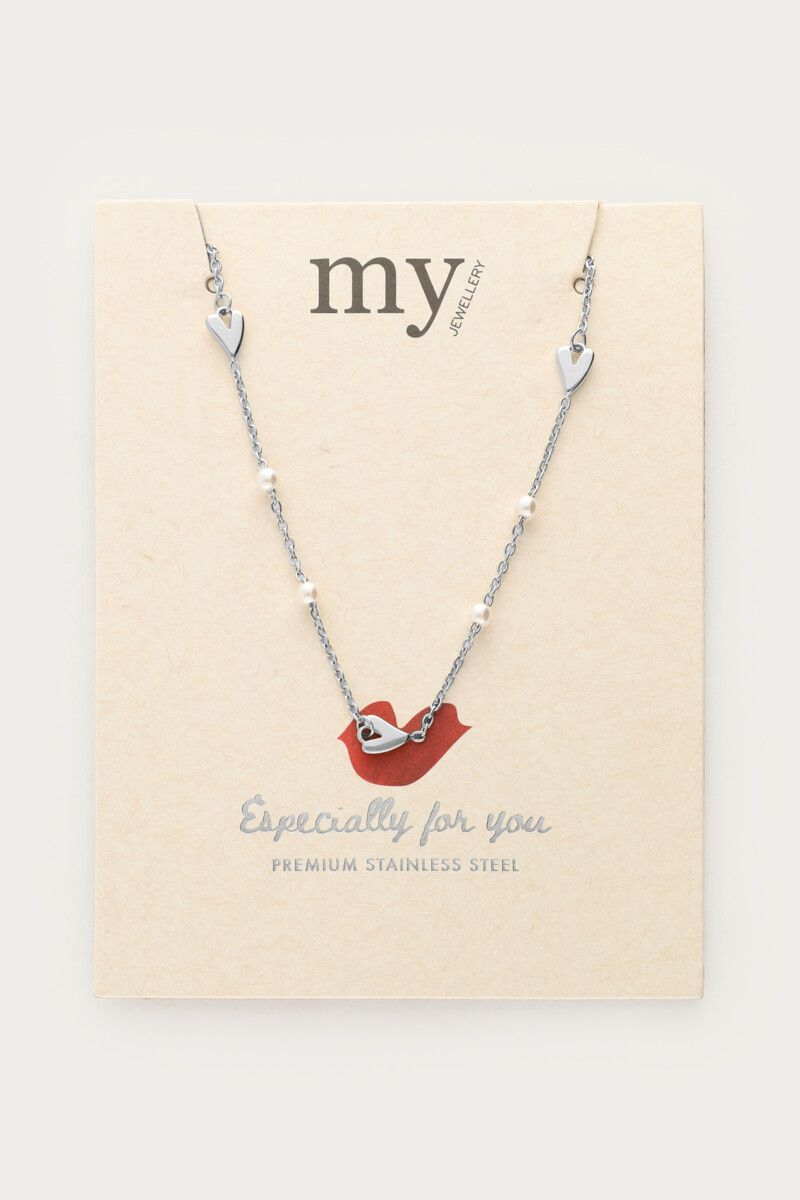My Jewellery Ketting met hartjes en imitatieparels