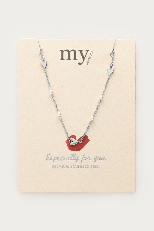 My Jewellery Ketting met hartjes en imitatieparels