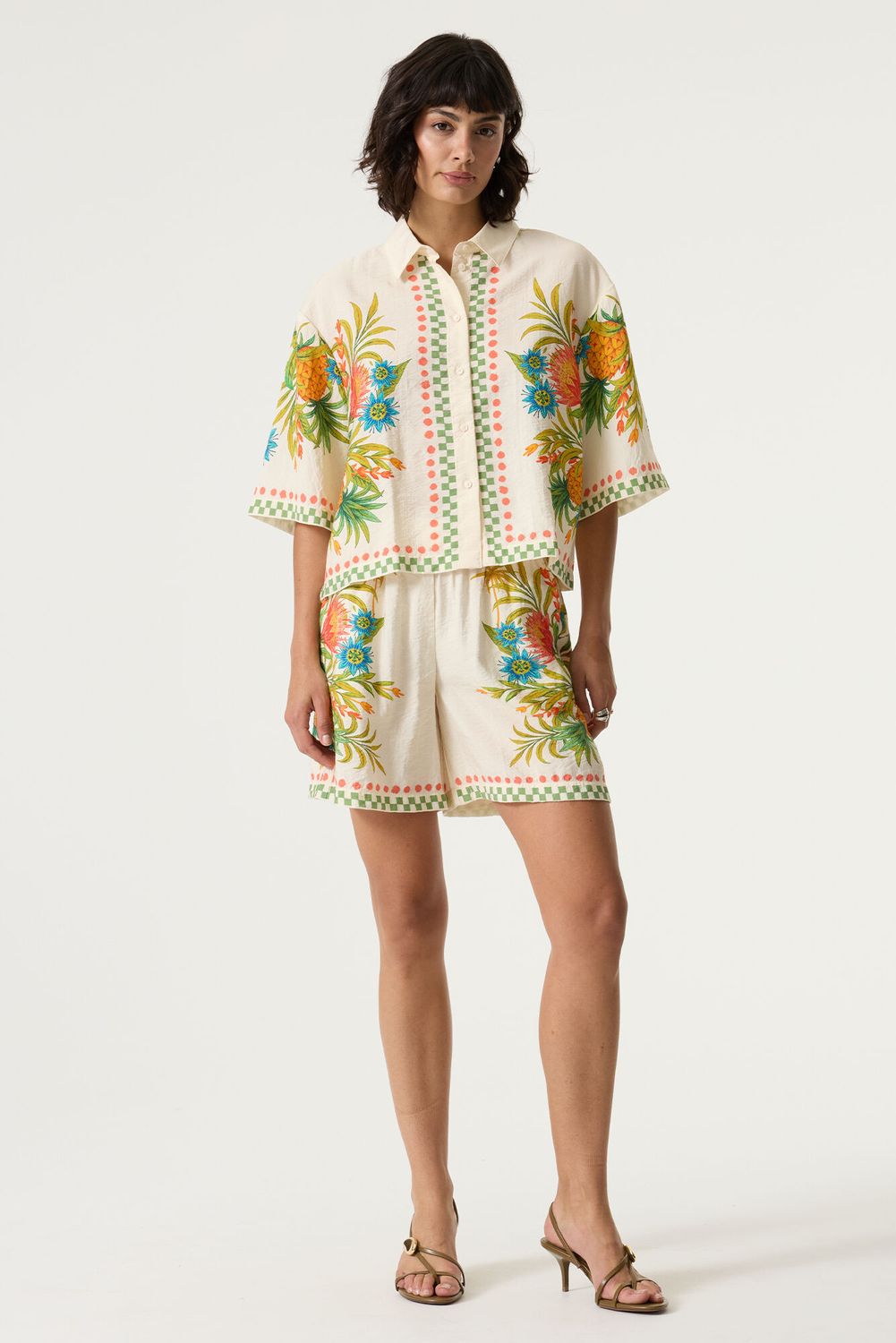 Garcia blouse met print Bruin