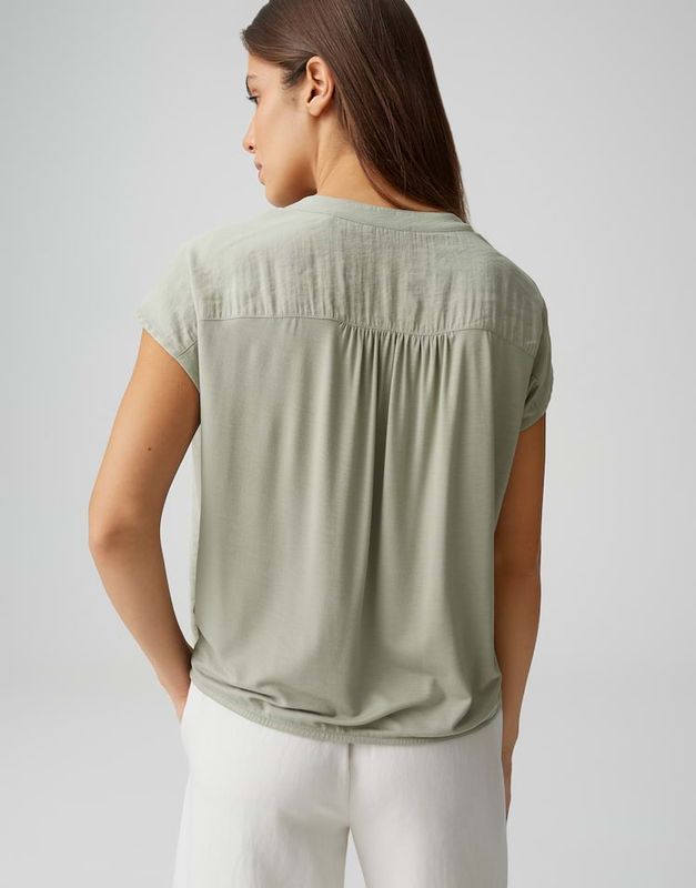 Opus Los shirt van jersey Groen
