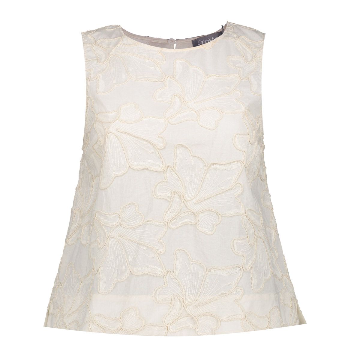 Geisha Top all over stitching Beige