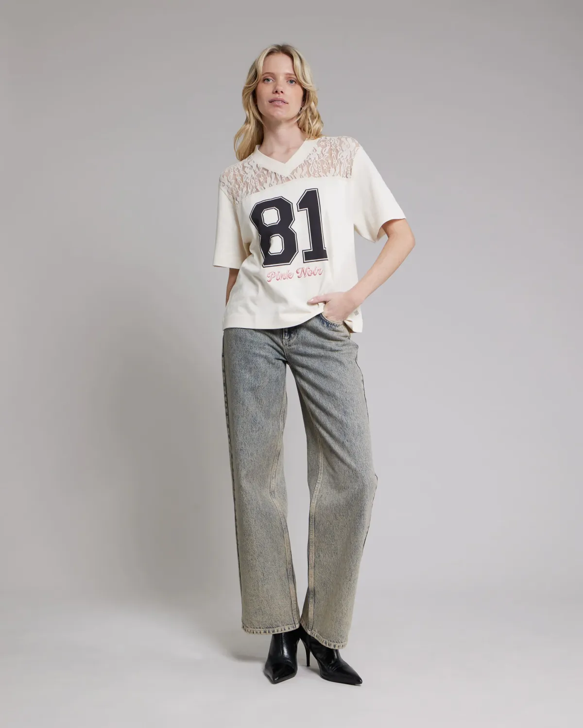 Pink Noir Yonna T-shirt Ecru