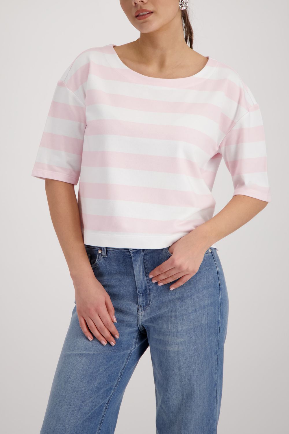 Monari Gestreept sweatshirt roze