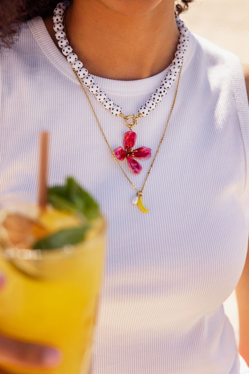 My Jewellery Tropical witte kralen ketting met polkadots Goud