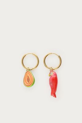 My Jewellery Tropical oorhangers met papaja en papegaai Goud