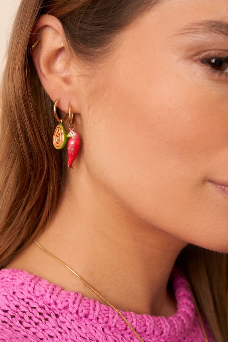 My Jewellery Tropical oorhangers met papaja en papegaai Goud