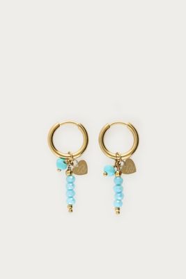 My Jewellery Tropical oorringen met blauwe kralen Goud