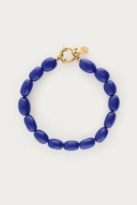 My Jewellery donkerblauwe kralenarmband Goud