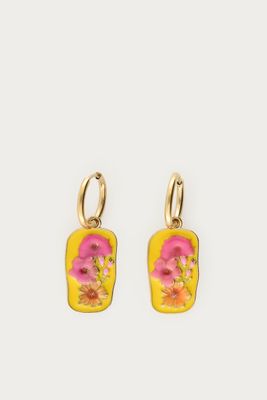 My Jewellery Tropical oorringen met gele bedel en bloemen Goud