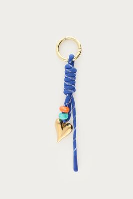 My Jewellery blauwe hartjes bag charm met koord en kralen Goud