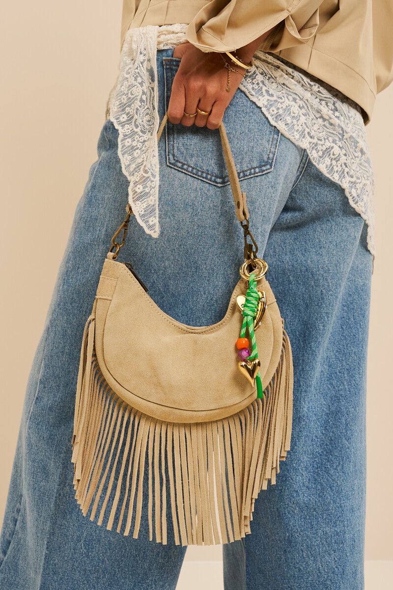 My Jewellery groene hartjes bag charm met koord en kralen Goud