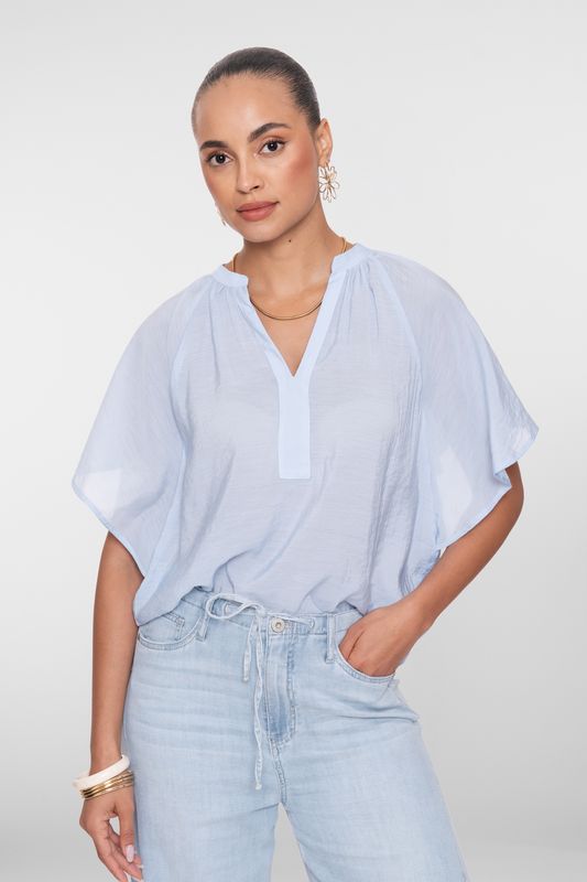 Geisha top met vlindermouwen Blauw