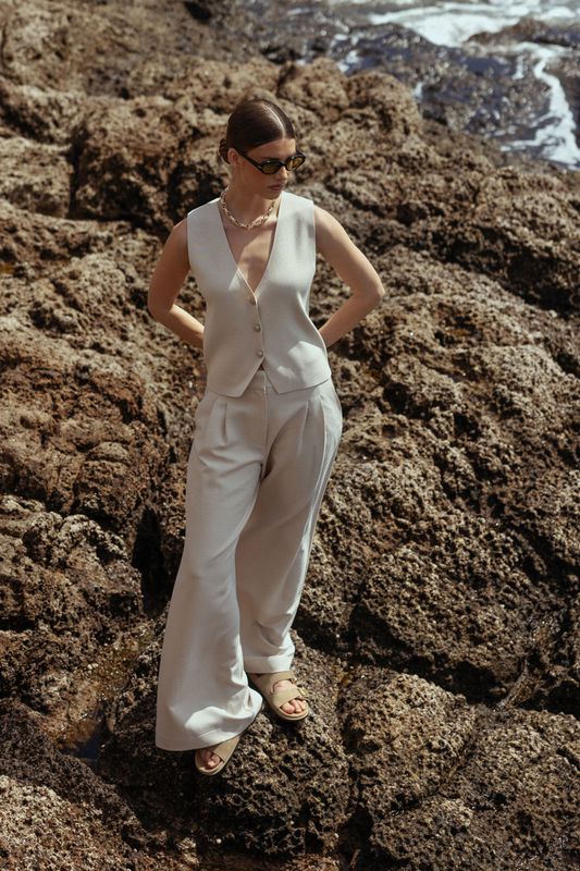 Studio Anneloes Sky sparkle waffle trousers Grijs