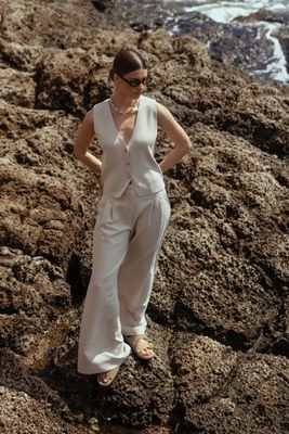 Studio Anneloes Sky sparkle waffle trousers Grijs