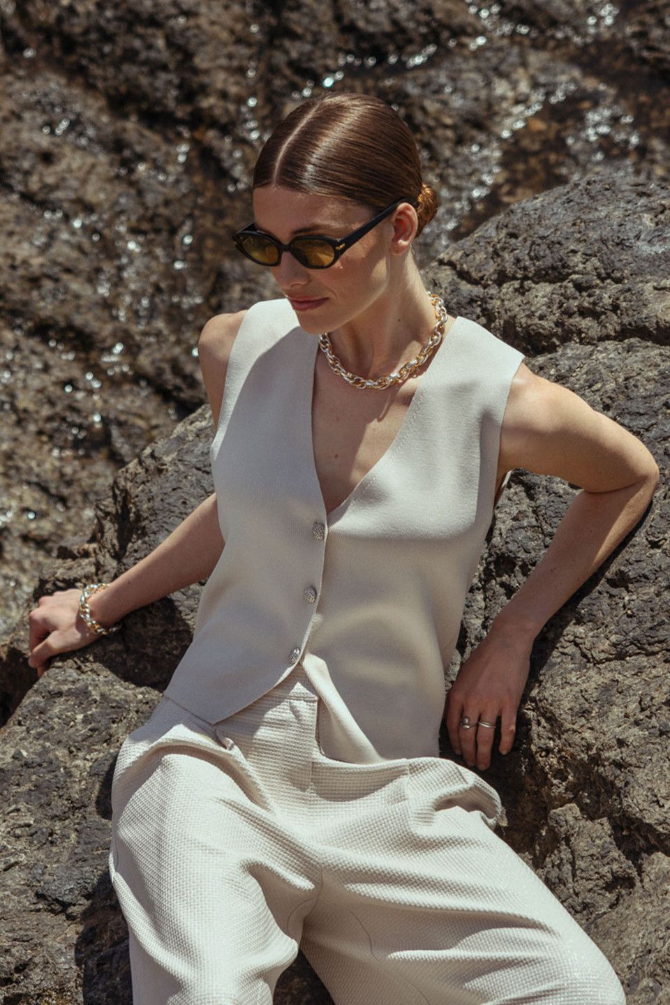 Studio Anneloes Fenna knitted gilet Grijs