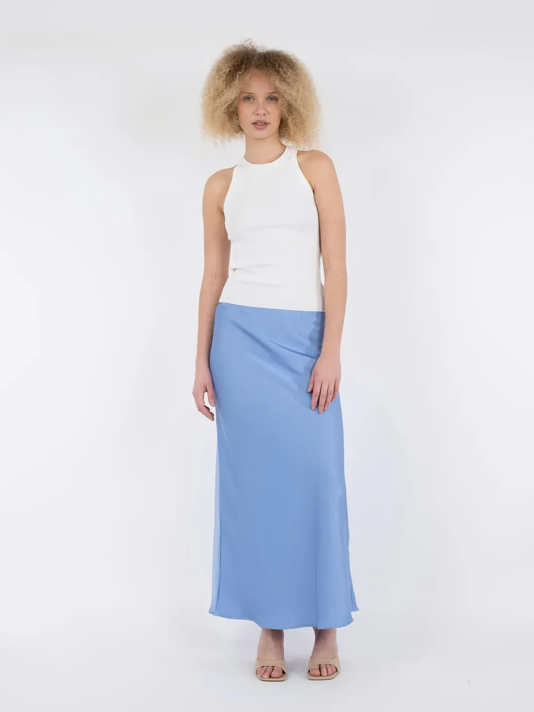 Neo Noir Vicky Heavy Sateen Skirt Light Blue