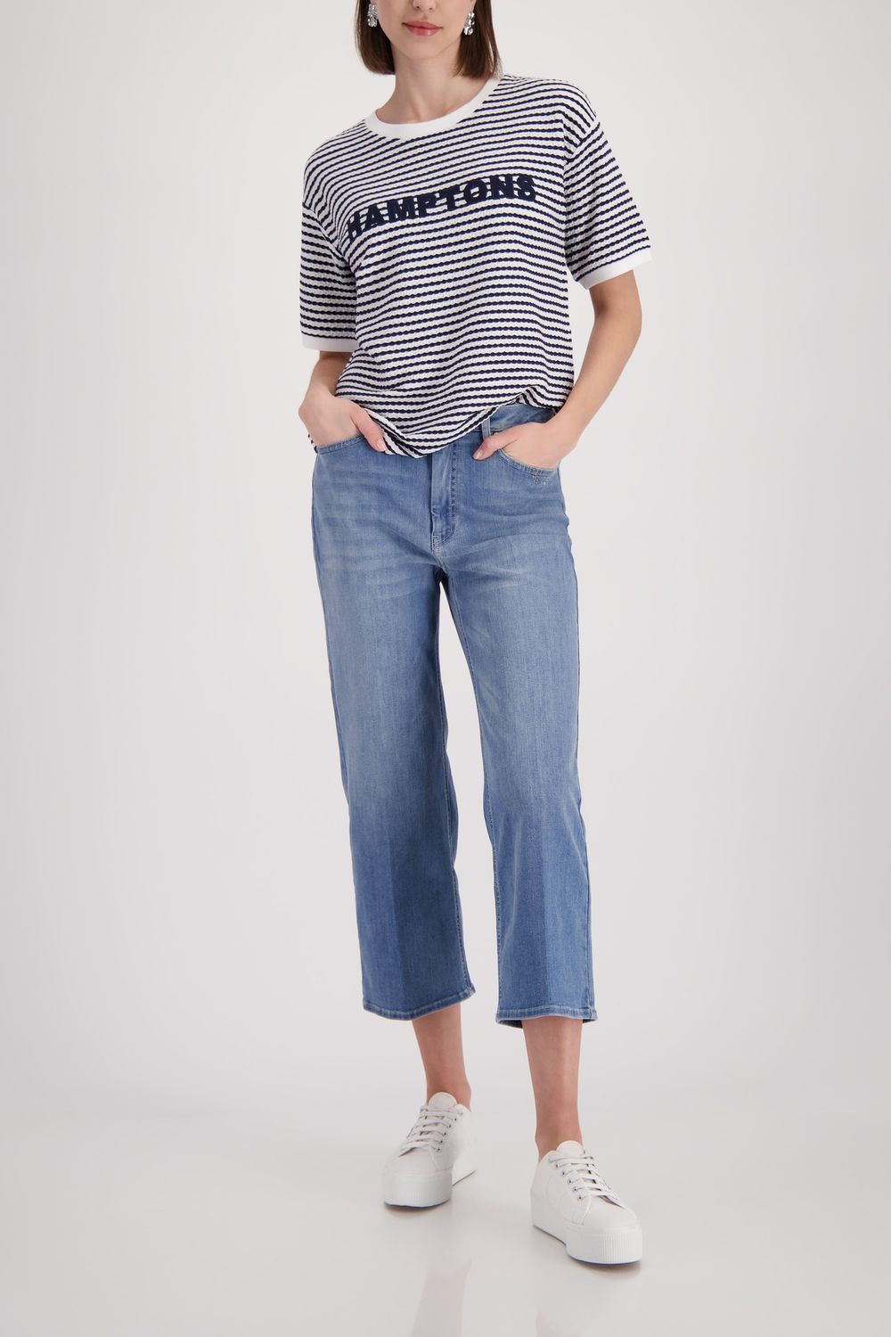 Monari T-Shirt Hamptons marine/wit