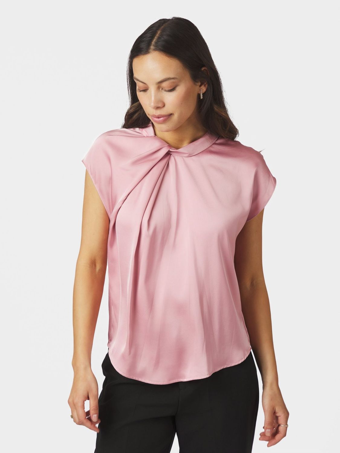 Neo Noir Fleur Drapy Satin Blouse Roze 160990