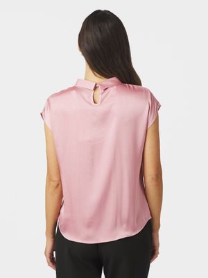 Neo Noir Fleur Drapy Satin Blouse Roze