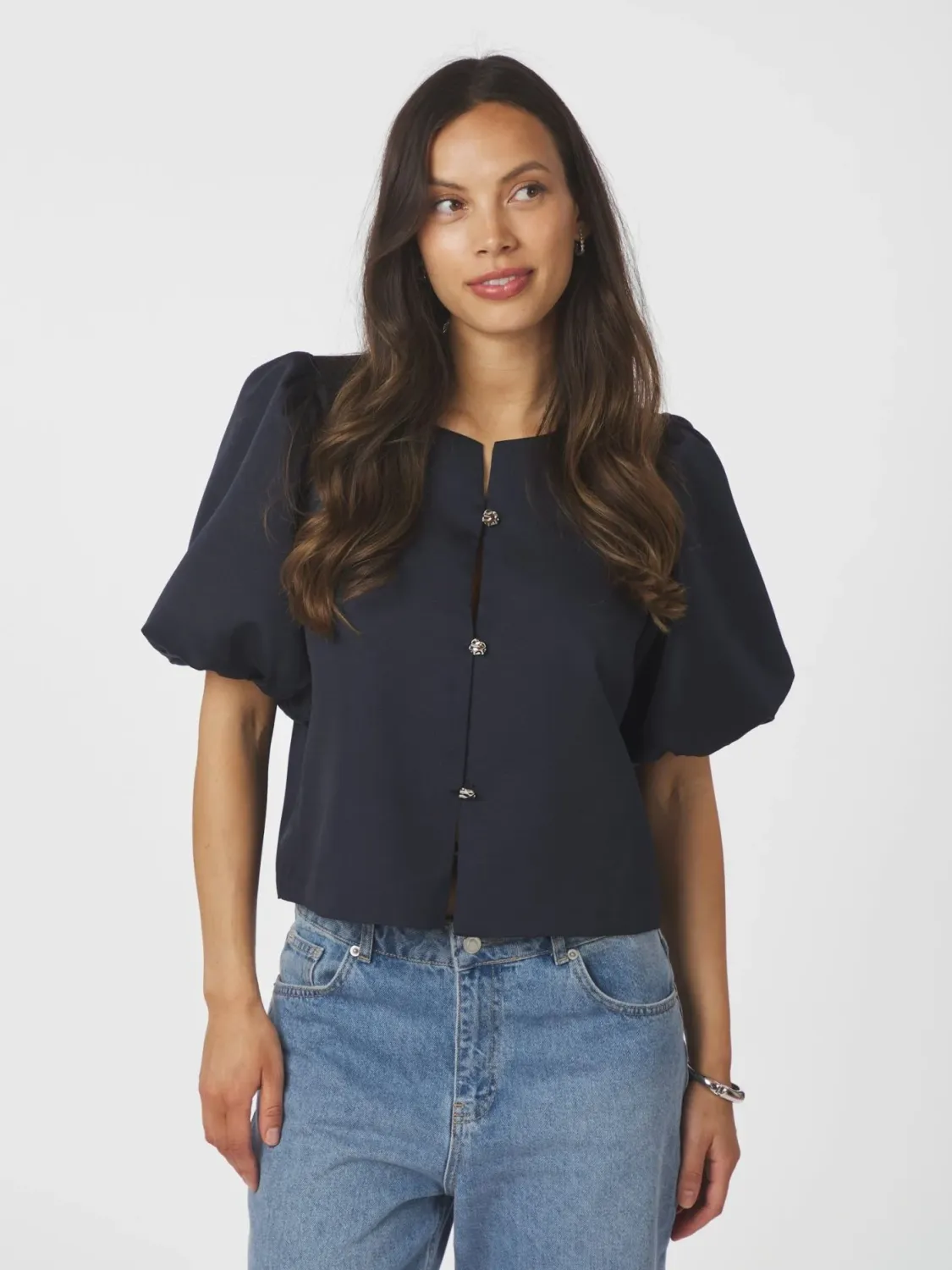Neo Noir Aida Dull Satin Blouse Blauw
