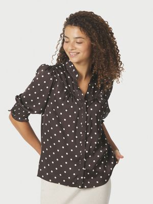 Neo Noir Diana Dot Blouse Bruin 168484