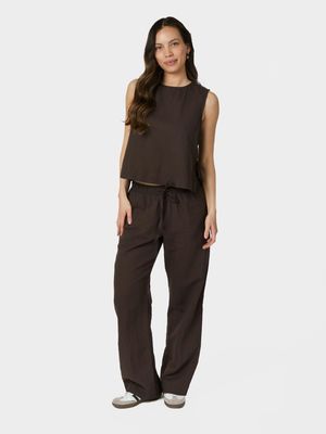 Neo Noir Sonar Linen Pants Bruin 158949