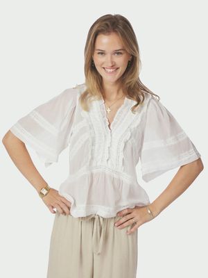 Neo Noir Evienne S Voile Top Wit 161856