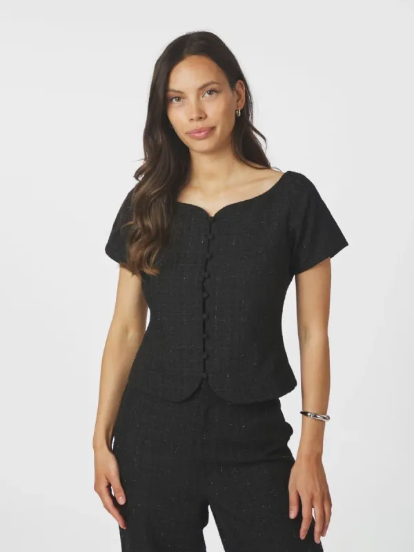 Neo Noir Tango Boucle top Zwart