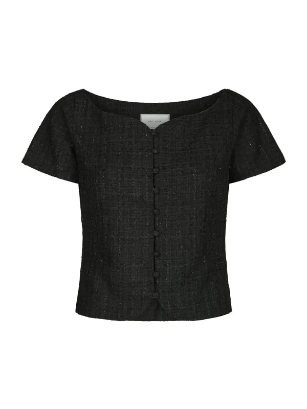 Neo Noir Tango Boucle top Zwart