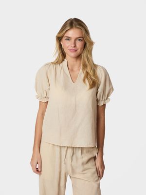 Neo Noir Odesa Linen Blouse Beige 160264