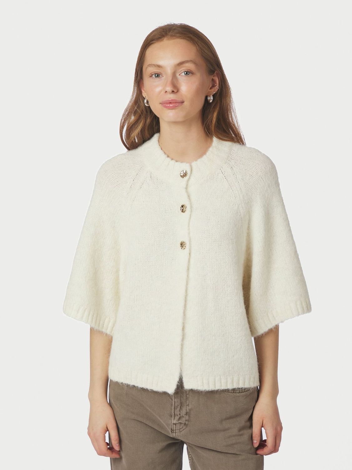Neo Noir Benuta Fluffy Knit Cardigan Ecru 165816