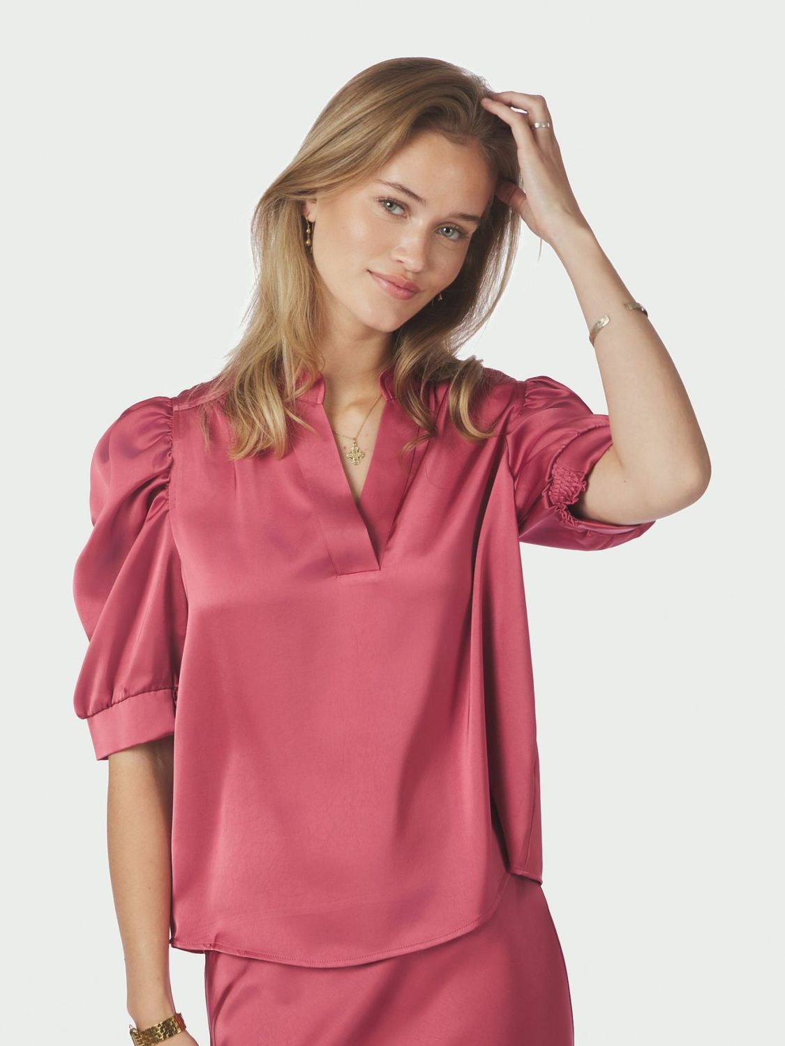 Neo Noir Roella Heavy Sateen Blouse Roze 162590