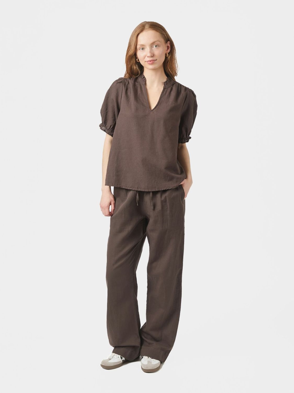 Neo Noir Odesa Linen Blouse Bruin 160264