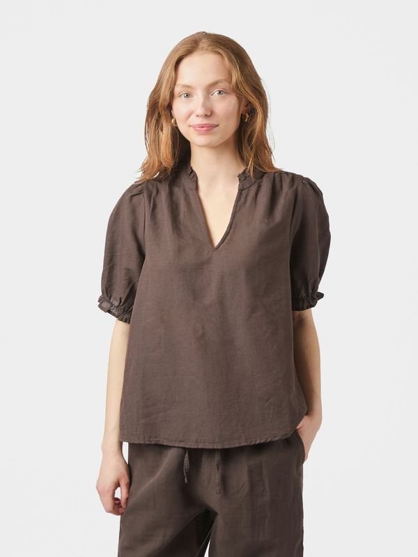 Neo Noir Odesa Linen Blouse Bruin