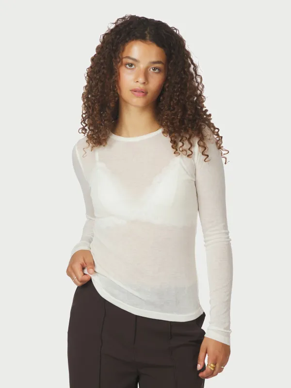 Neo Noir Nella Fine Rib Blouse Wit