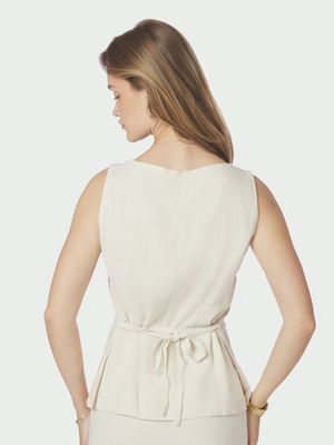 Neo Noir Nassa Linen Top Beige