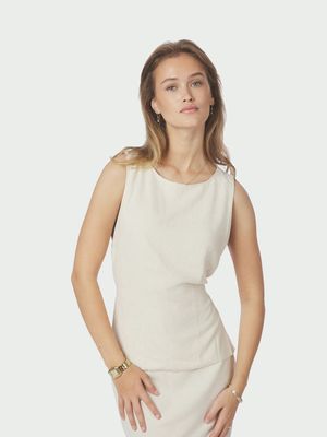 Neo Noir Nassa Linen Top Beige 165623