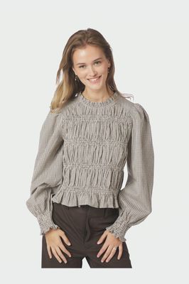 Neo Noir Marcia Check Blouse Bruin 166893