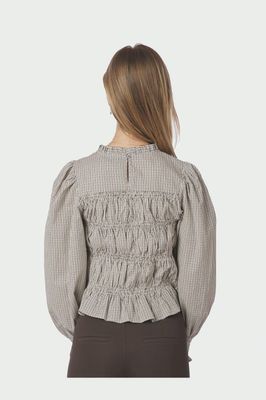 Neo Noir Marcia Check Blouse Bruin