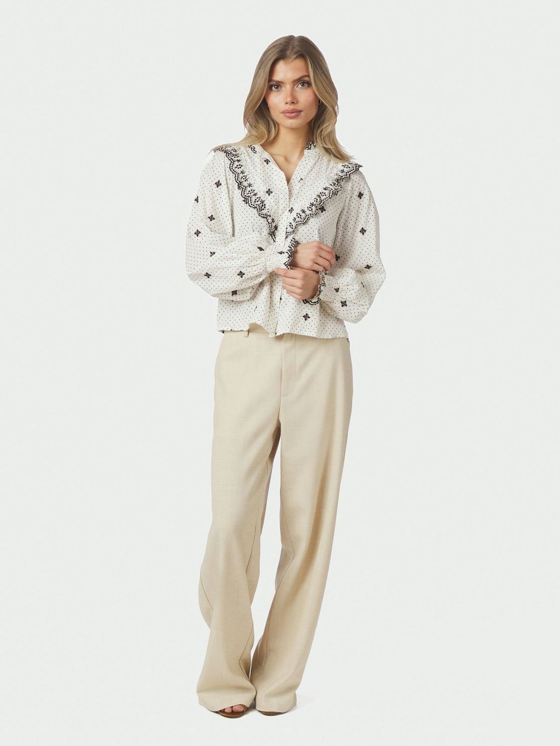 Neo Noir Emmett Melange Pants Beige 165059